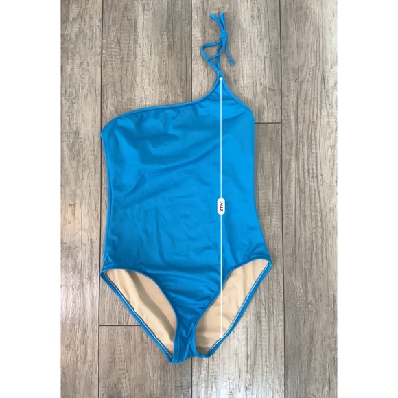 J.Crew One Shoulder Swimsuit Blue Tie Strap Lined Size 8 - Picture 8 of 8